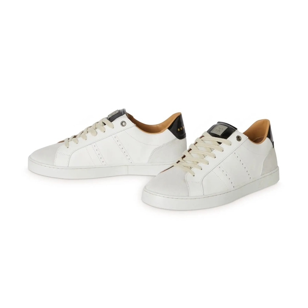 RUBIROSA White Leather Lace Up Low Top Sneakers Made in Italy EU 38 - Picture 1 of 5